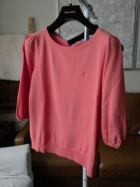 Burberry BLUE Label Peach Puff-Sleeve Knit Top Size 38